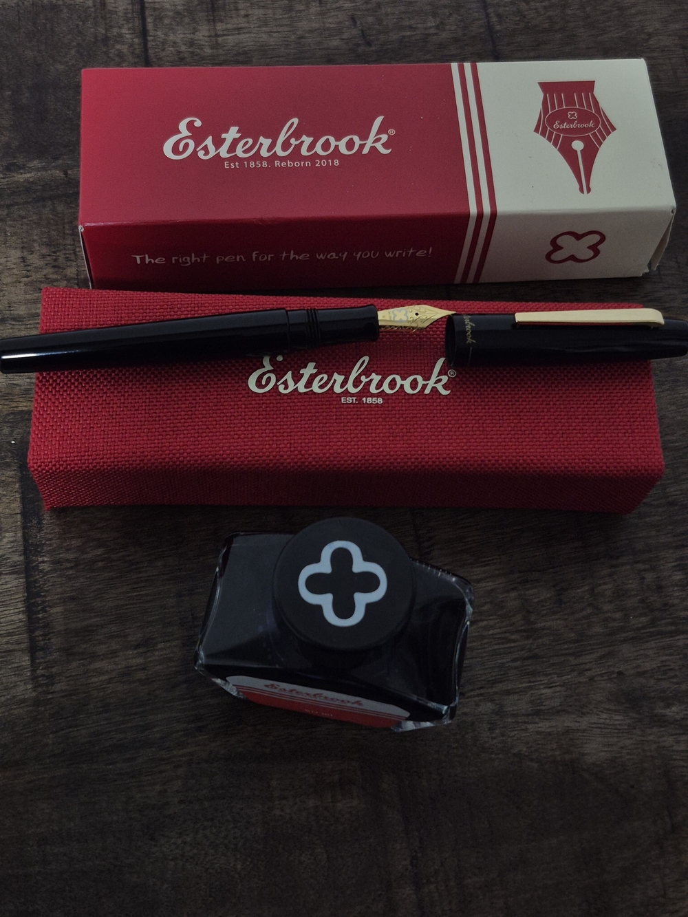 Esterbrook  Ebony GT Fountain Pen Set Box Ink Bottle Medium Nib